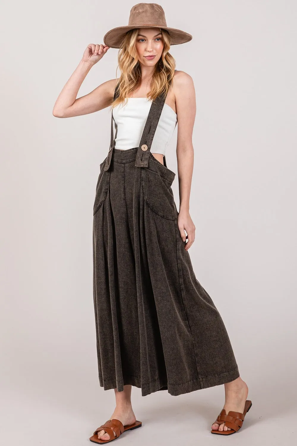 SAGE + FIG Full Size Wide Strap Wide Leg Overalls sold by Charming Charlie product image thumbnail 4