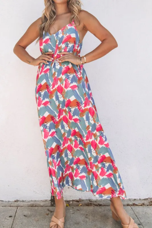 Printed V-Neck Spaghetti Strap Dress sold by Charming Charlie