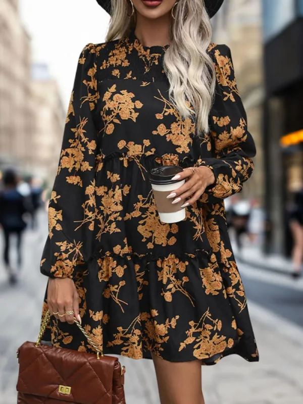 Frill Printed Long Sleeve Mini Dress sold by Charming Charlie