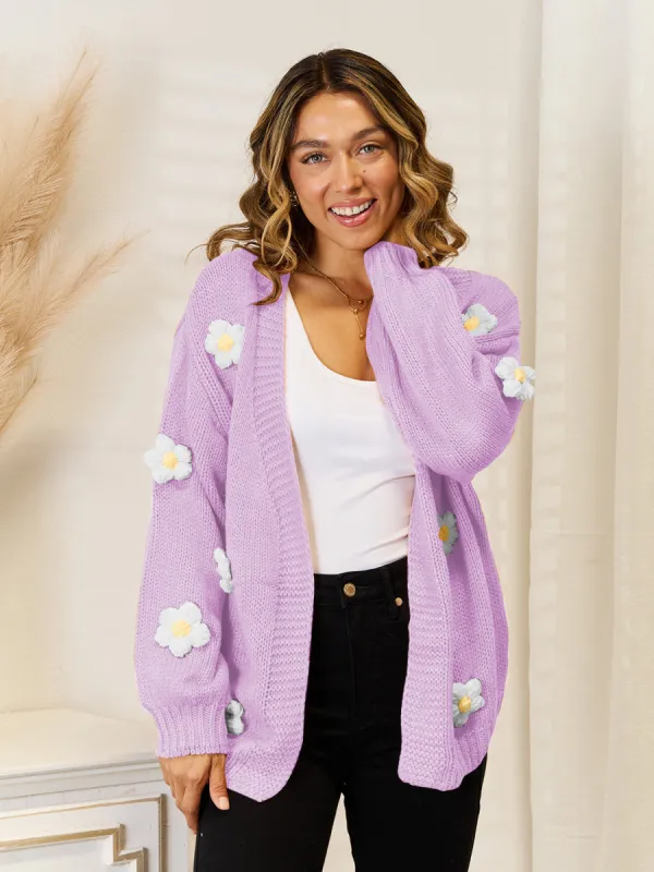 Flower Dropped Shoulder Open Front Cardigan sold by Charming Charlie