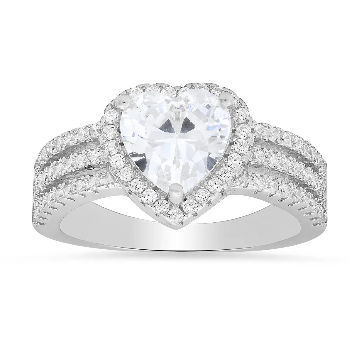 Sterling Silver Heart-cut Diamond CZ Halo Ring sold by Charming Charlie product image thumbnail 2