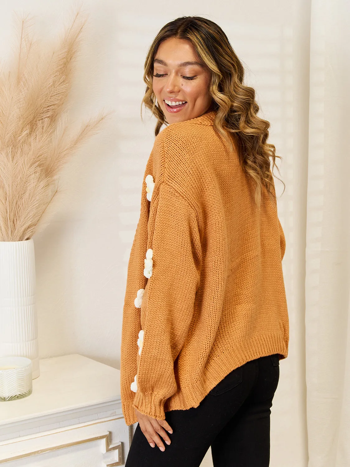 Flower Dropped Shoulder Open Front Cardigan sold by Charming Charlie product image thumbnail 5