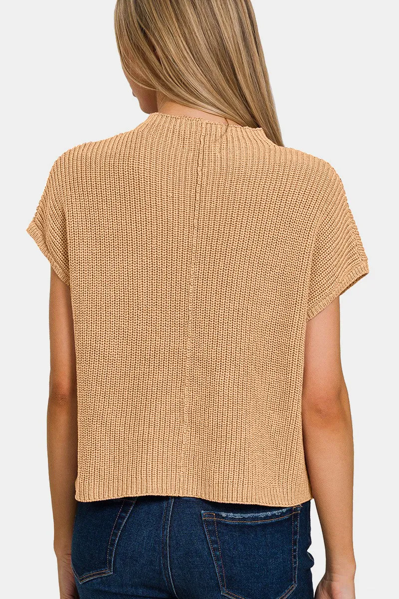 Zenana Mock Neck Short Sleeve Cropped Sweater sold by Charming Charlie product image thumbnail 2