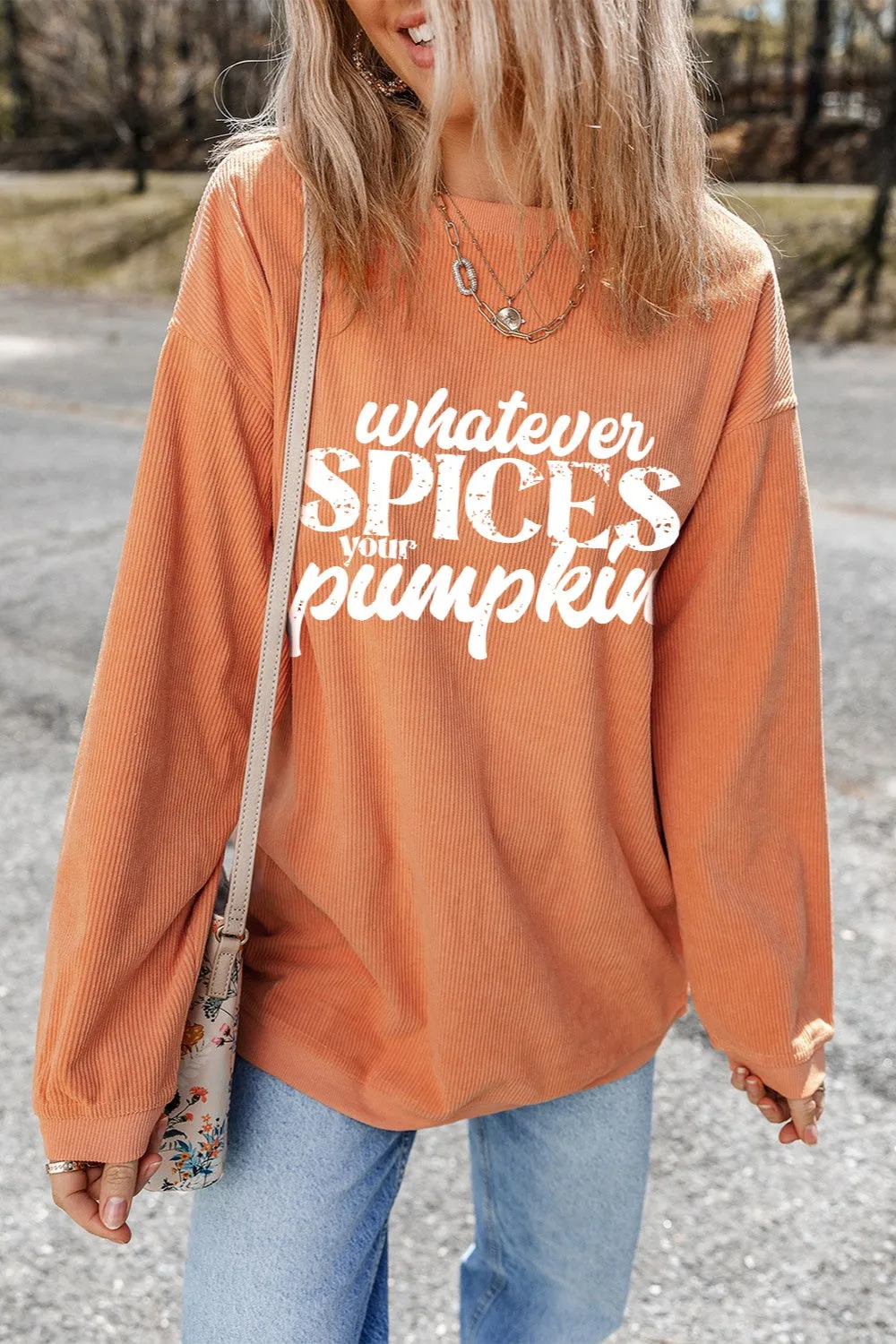 Letter Graphic Round Neck Long Sleeve Oversize Sweatshirt sold by Charming Charlie product image thumbnail 5