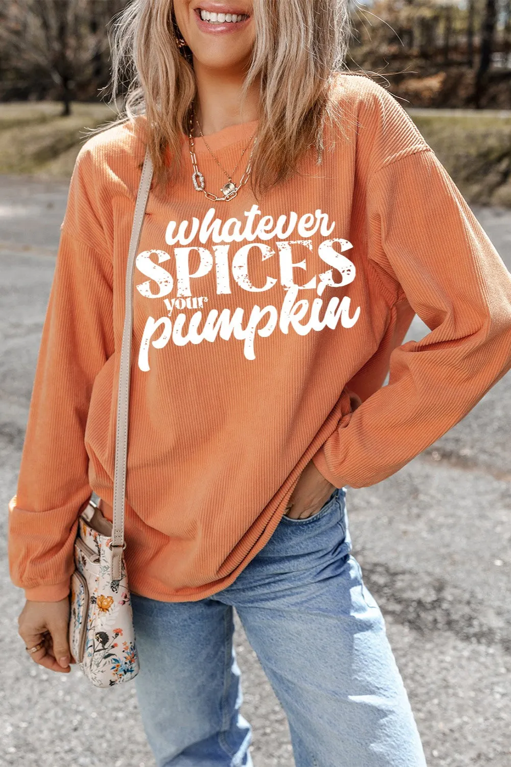 Letter Graphic Round Neck Long Sleeve Oversize Sweatshirt sold by Charming Charlie product image thumbnail 2
