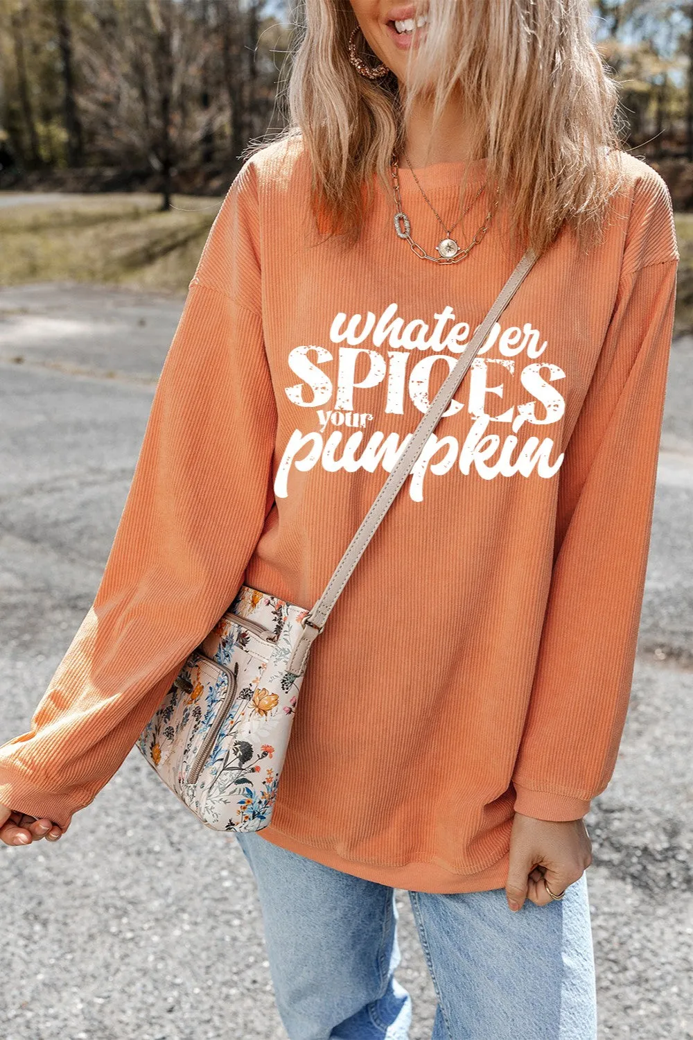 Letter Graphic Round Neck Long Sleeve Oversize Sweatshirt sold by Charming Charlie product image thumbnail 3