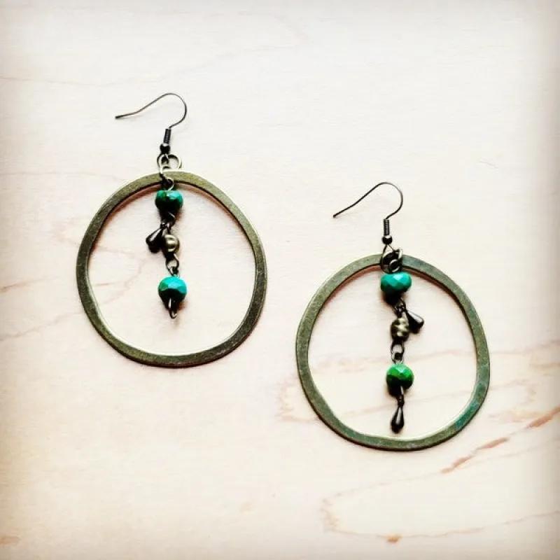 Bronze Hoop Earrings w/ Green Jasper sold by Charming Charlie