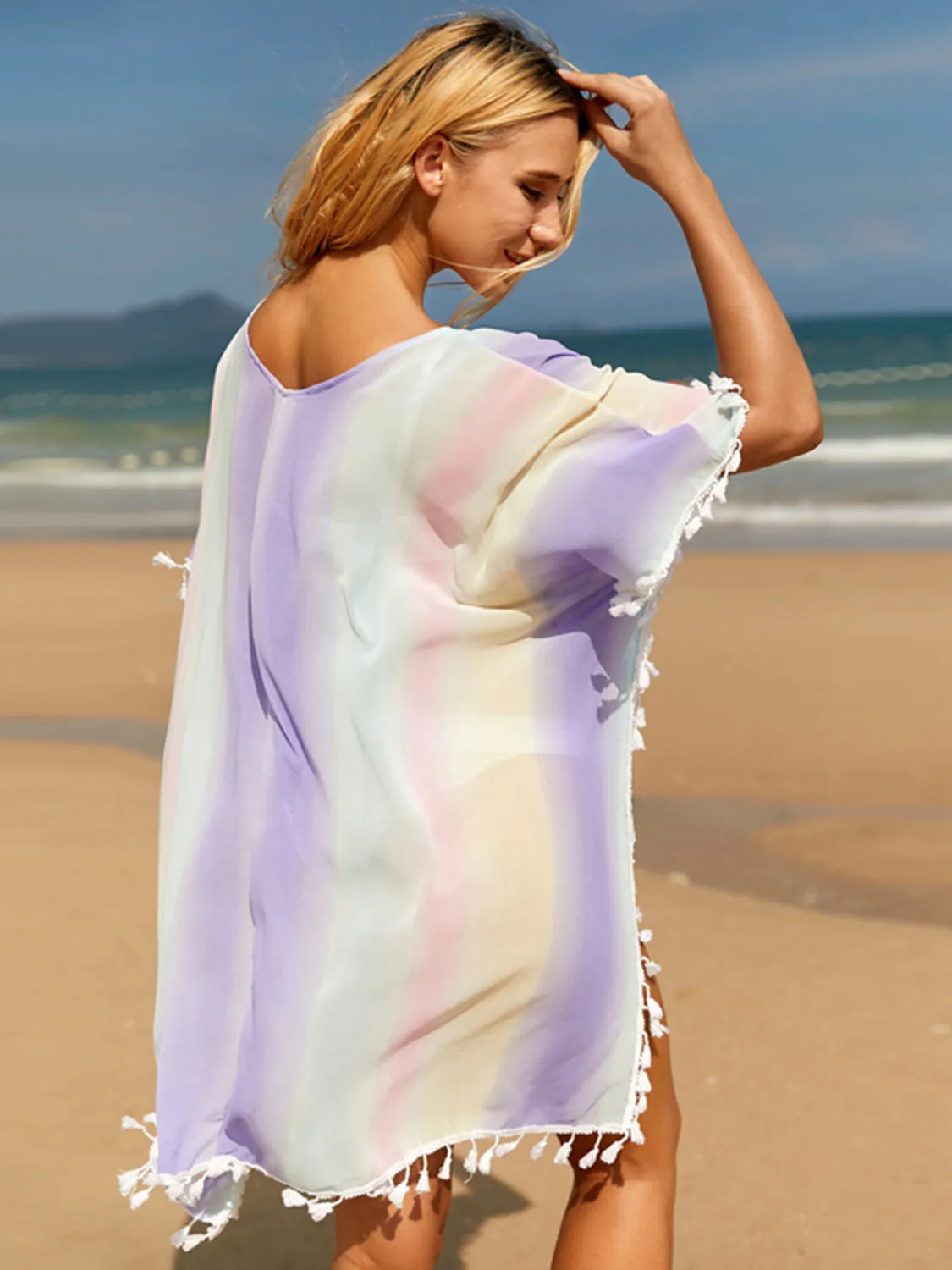 Tassel Boat Neck Half Sleeve Cover Up sold by Charming Charlie product image thumbnail 2