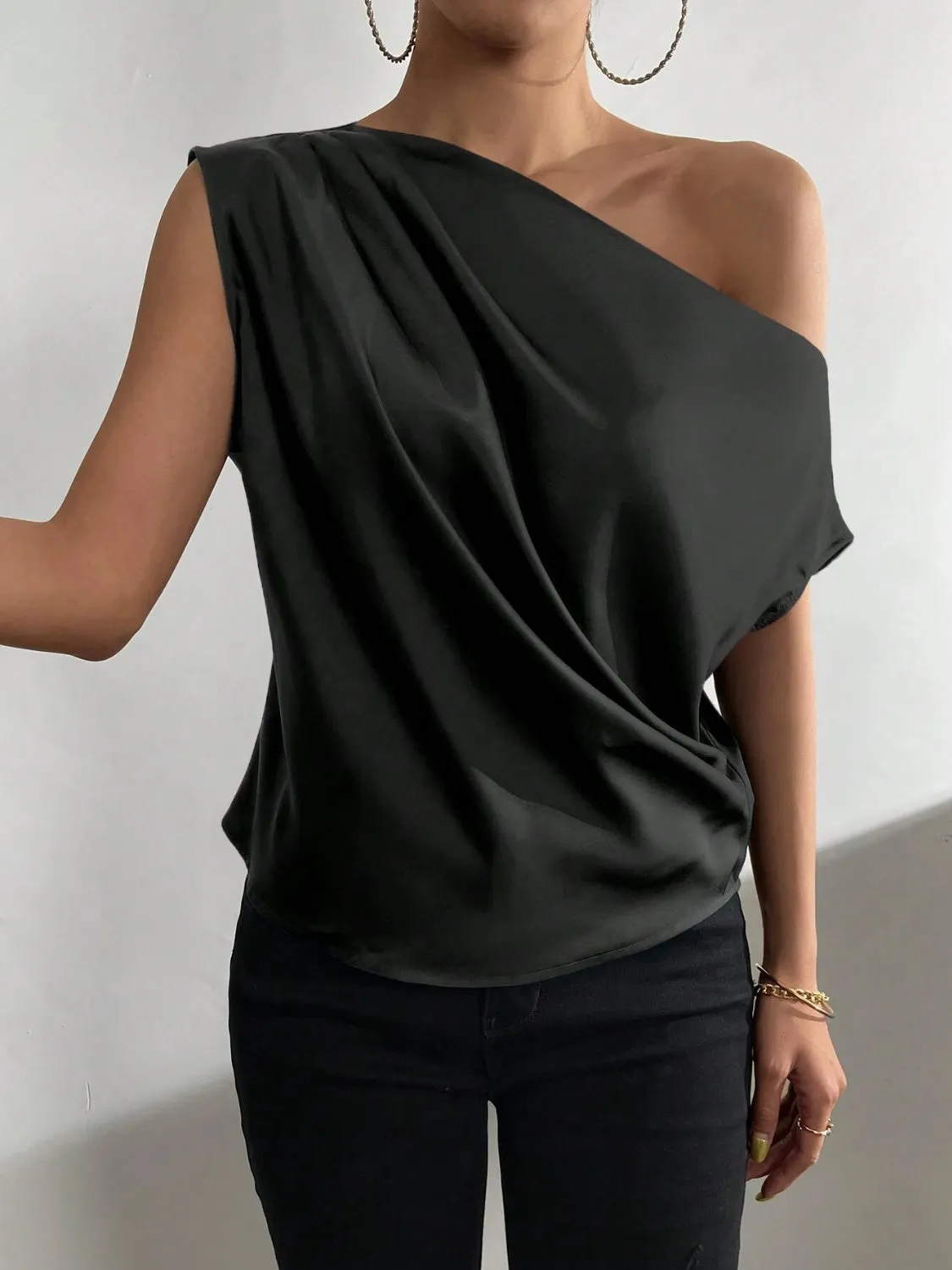 Ruched Single Shoulder Blouse sold by Charming Charlie product image thumbnail 3