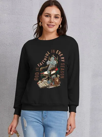 Graphic Round Neck Dropped Shoulder Sweatshirt sold by Charming Charlie