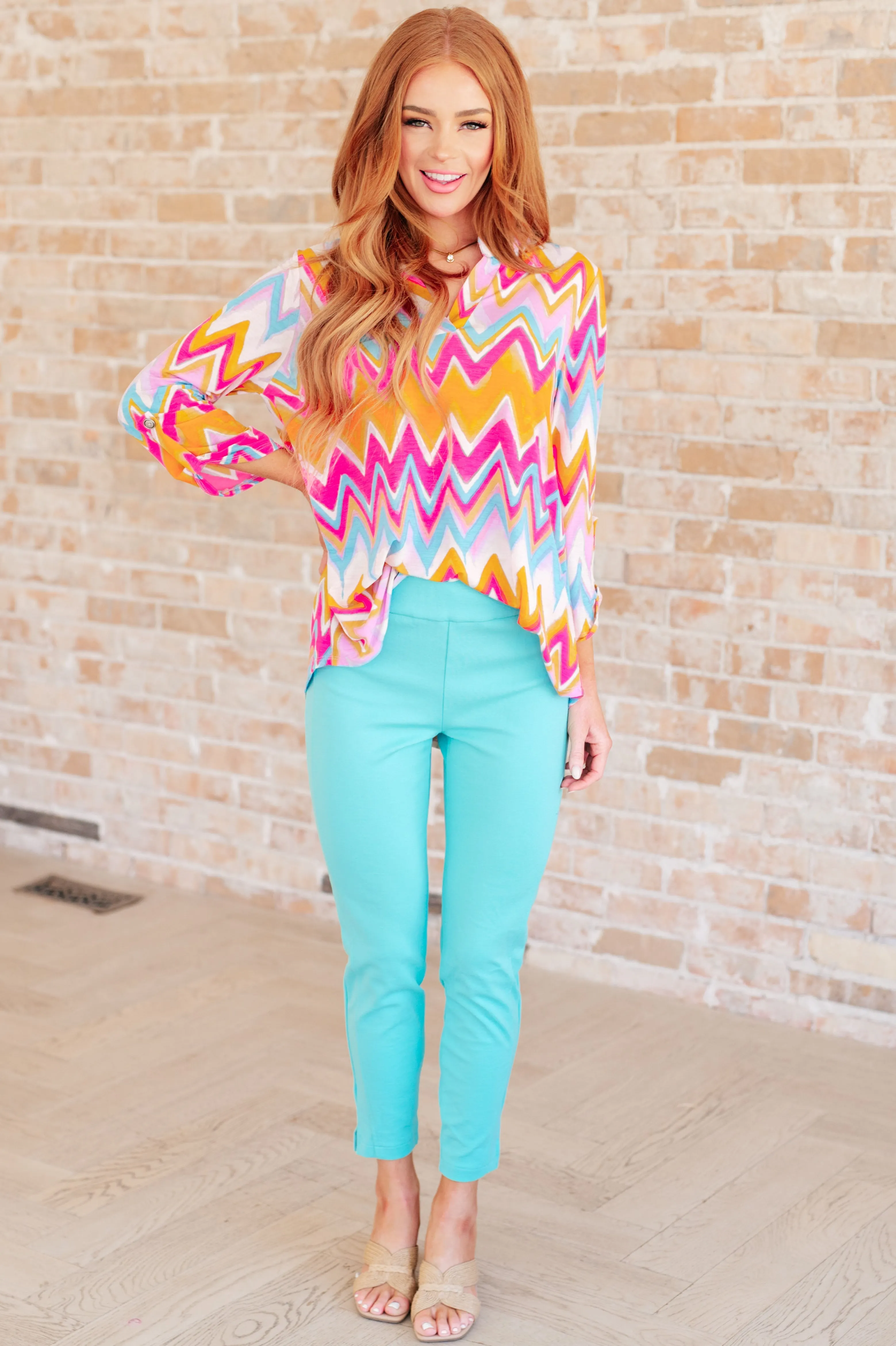 Lizzy Top in Orange Multi Chevron sold by Charming Charlie product image thumbnail 3