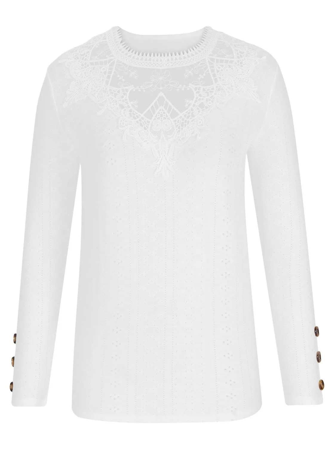 Eyelet Lace Detail Long Sleeve Blouse sold by Charming Charlie product image thumbnail 3