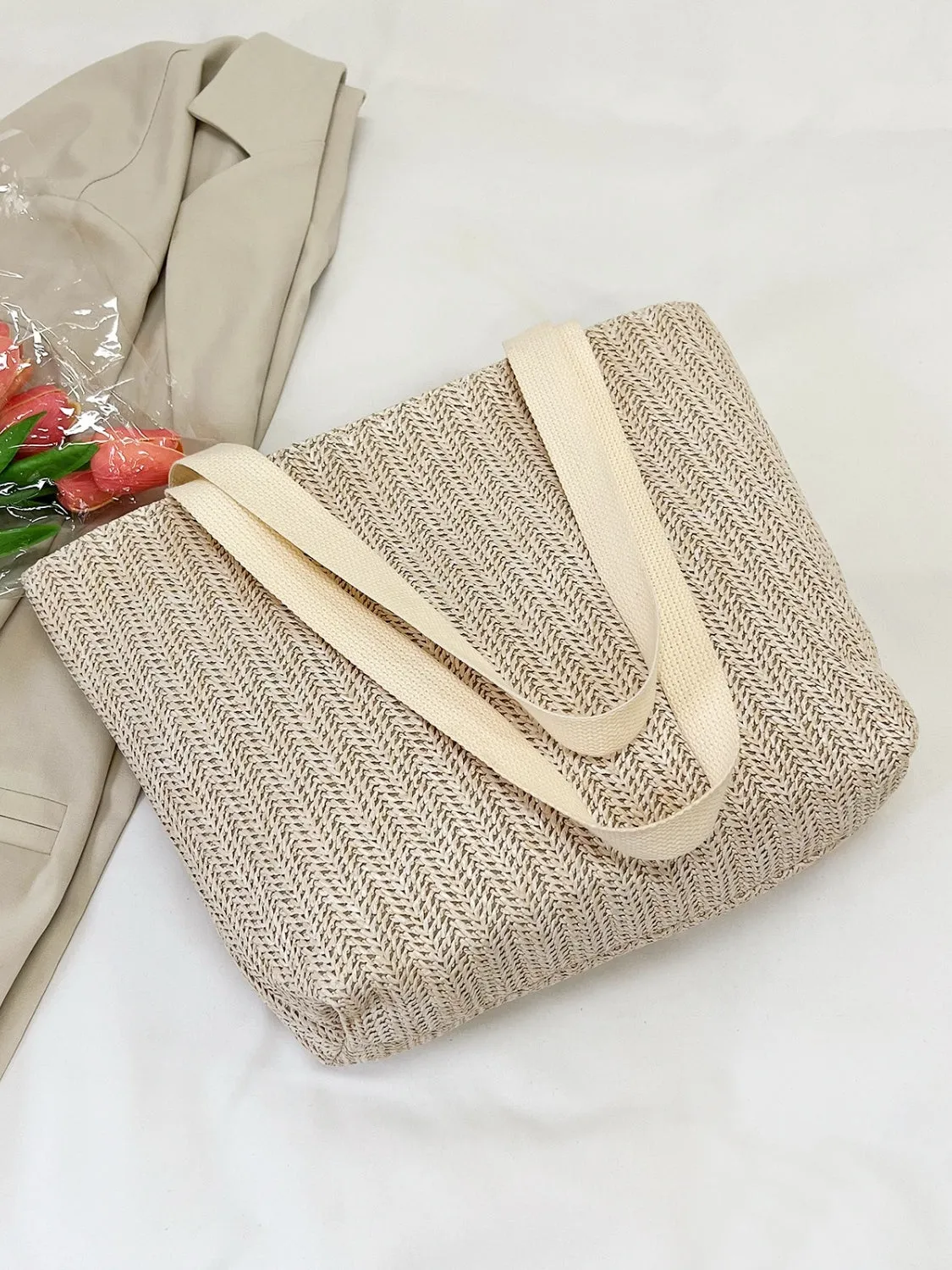 Straw Woven Tote Bag sold by Charming Charlie product image thumbnail 3