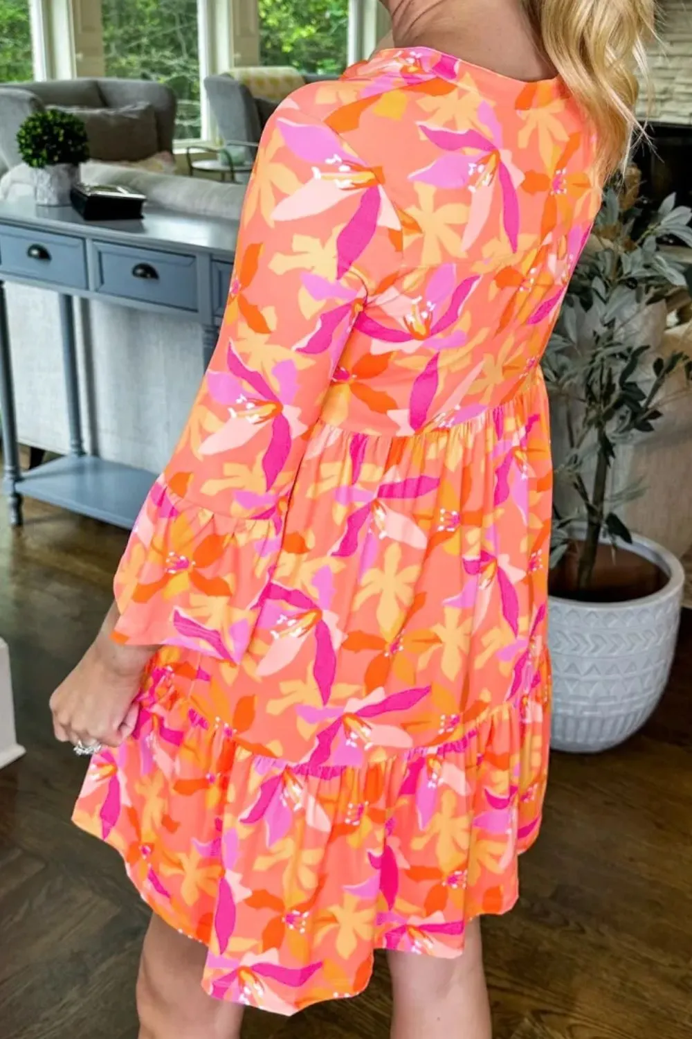 Tiered Printed Notched Mini Dress sold by Charming Charlie product image thumbnail 2