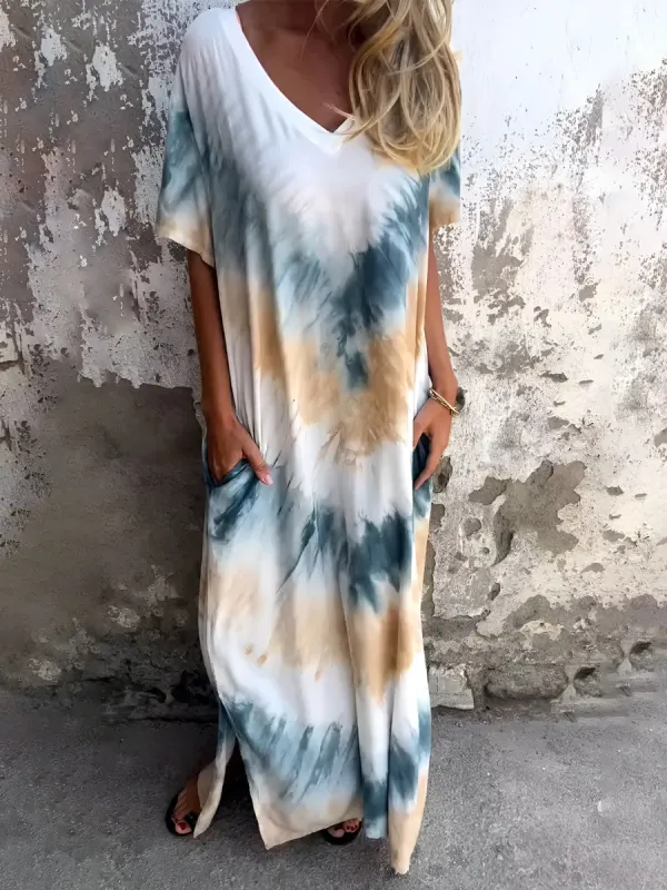 Full Size Pocketed Tie-Dye Short Sleeve Dress sold by Charming Charlie