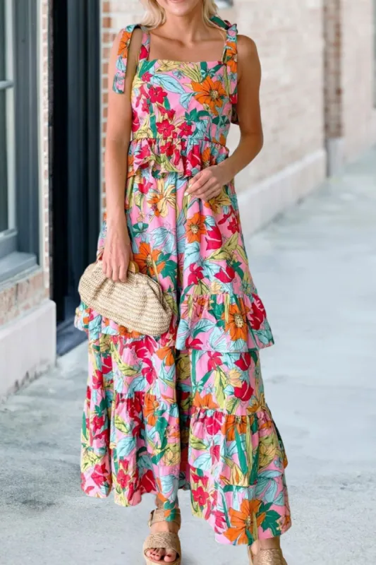 Ruffled Printed Square Neck Cami Dress sold by Charming Charlie