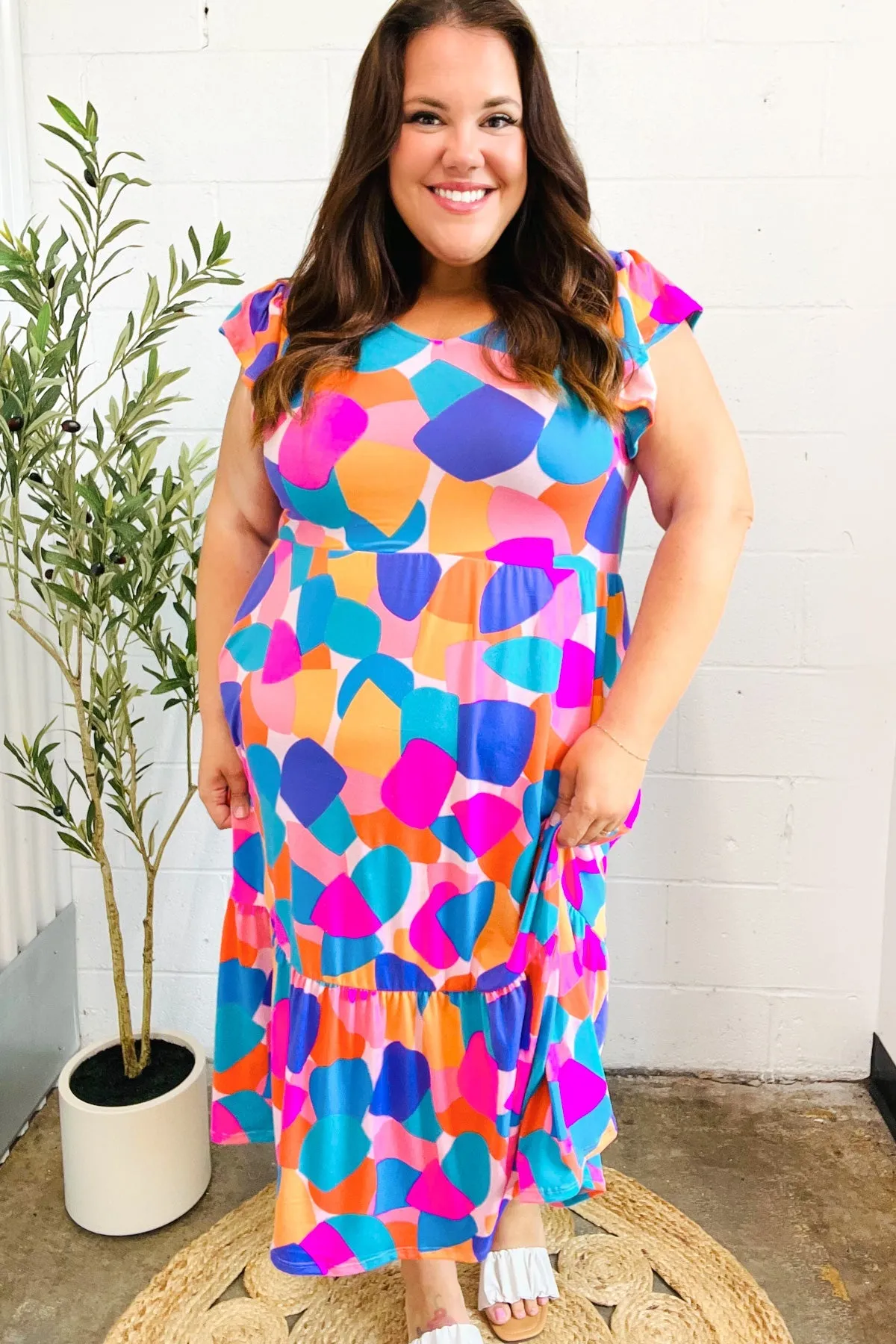 Bold & Beautiful Multicolor Abstract Floral Fit & Flare Midi Dress sold by Charming Charlie product image thumbnail 5