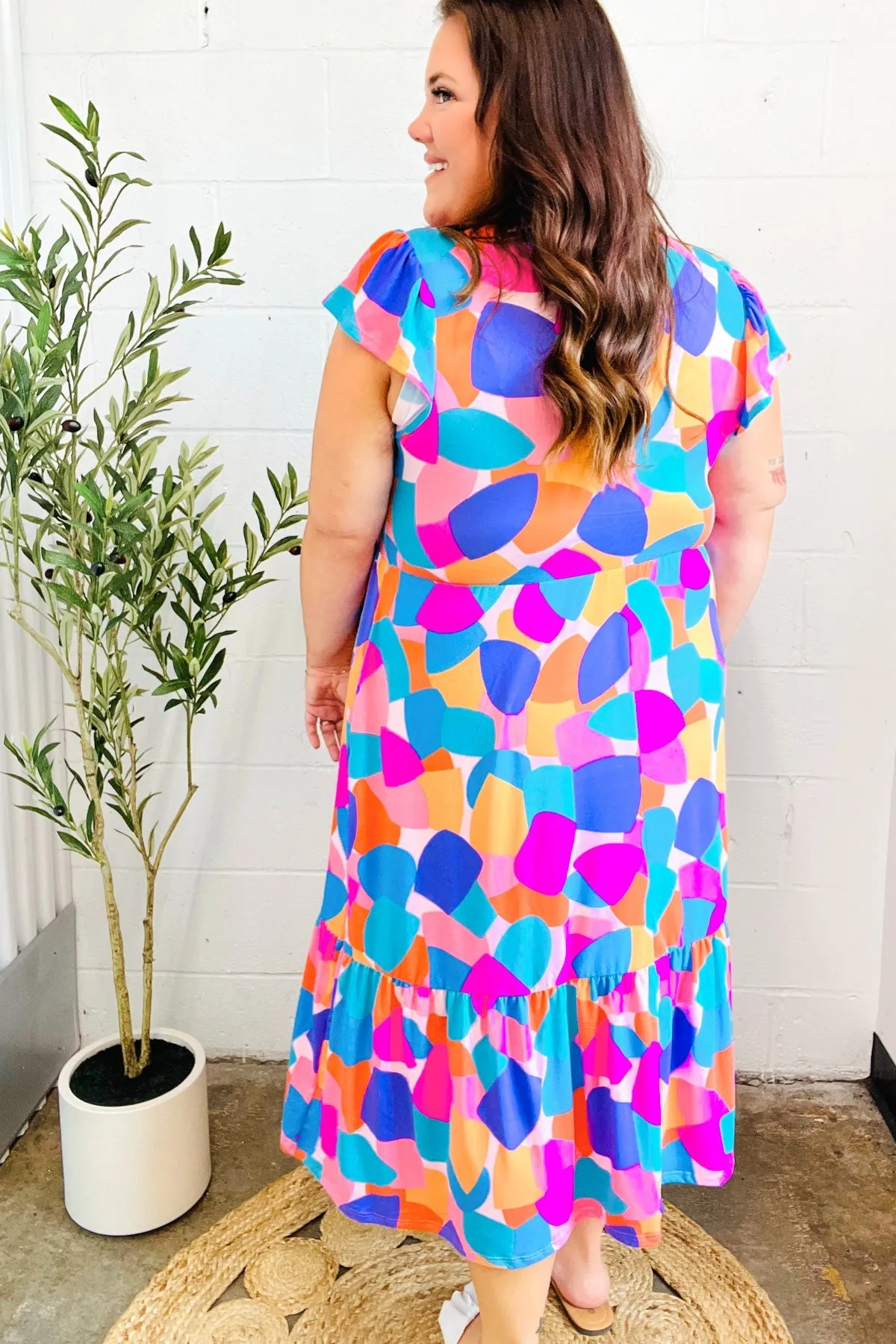Bold & Beautiful Multicolor Abstract Floral Fit & Flare Midi Dress sold by Charming Charlie product image thumbnail 3