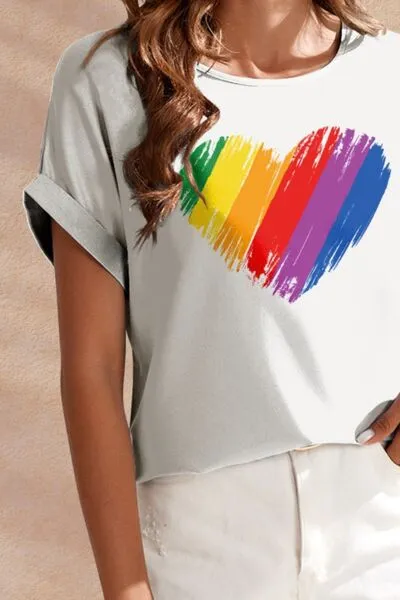 Heart Round Neck Short Sleeve T-Shirt sold by Charming Charlie product image thumbnail 3