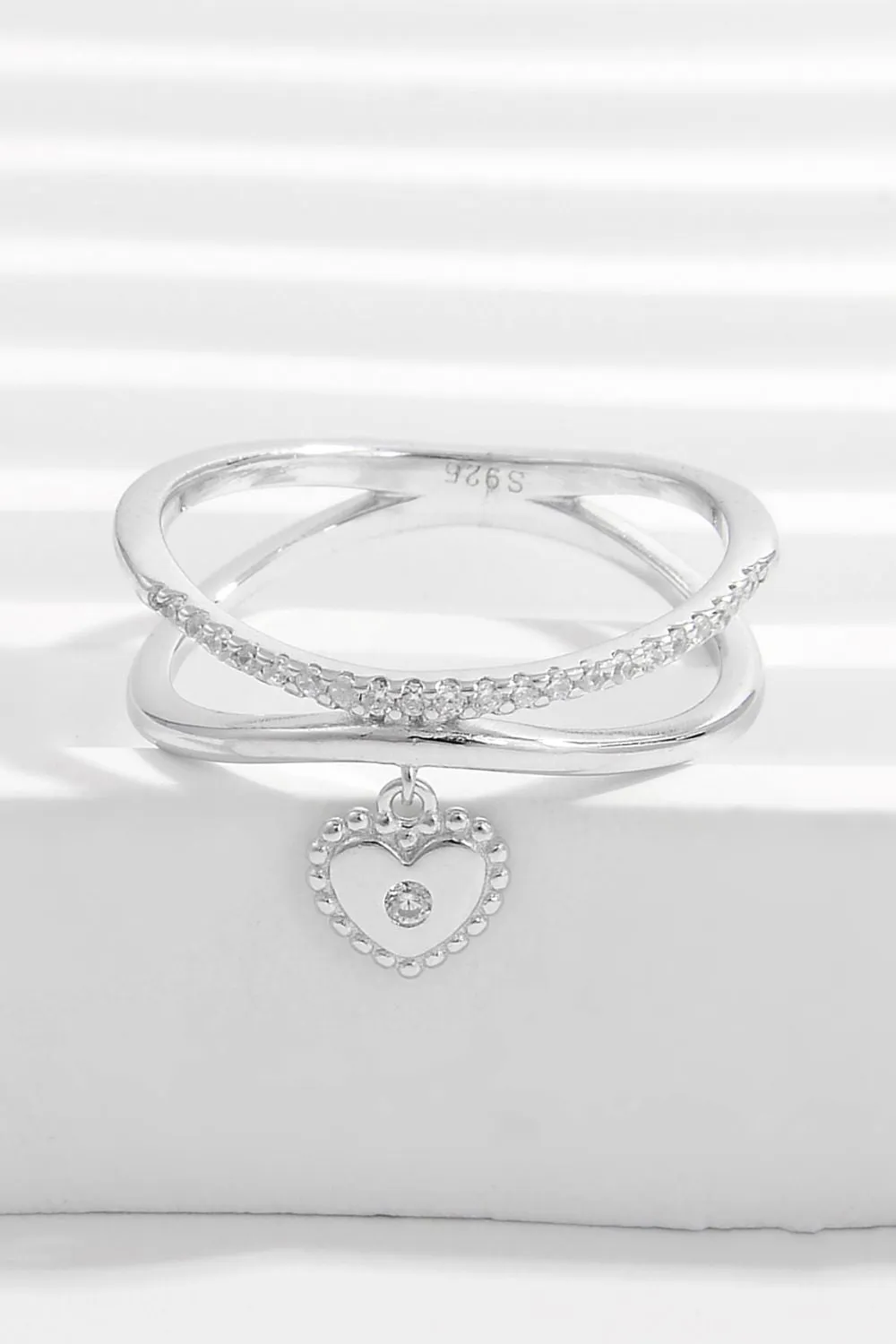 925 Sterling Silver Zircon Heart Charm Ring sold by Charming Charlie product image thumbnail 3
