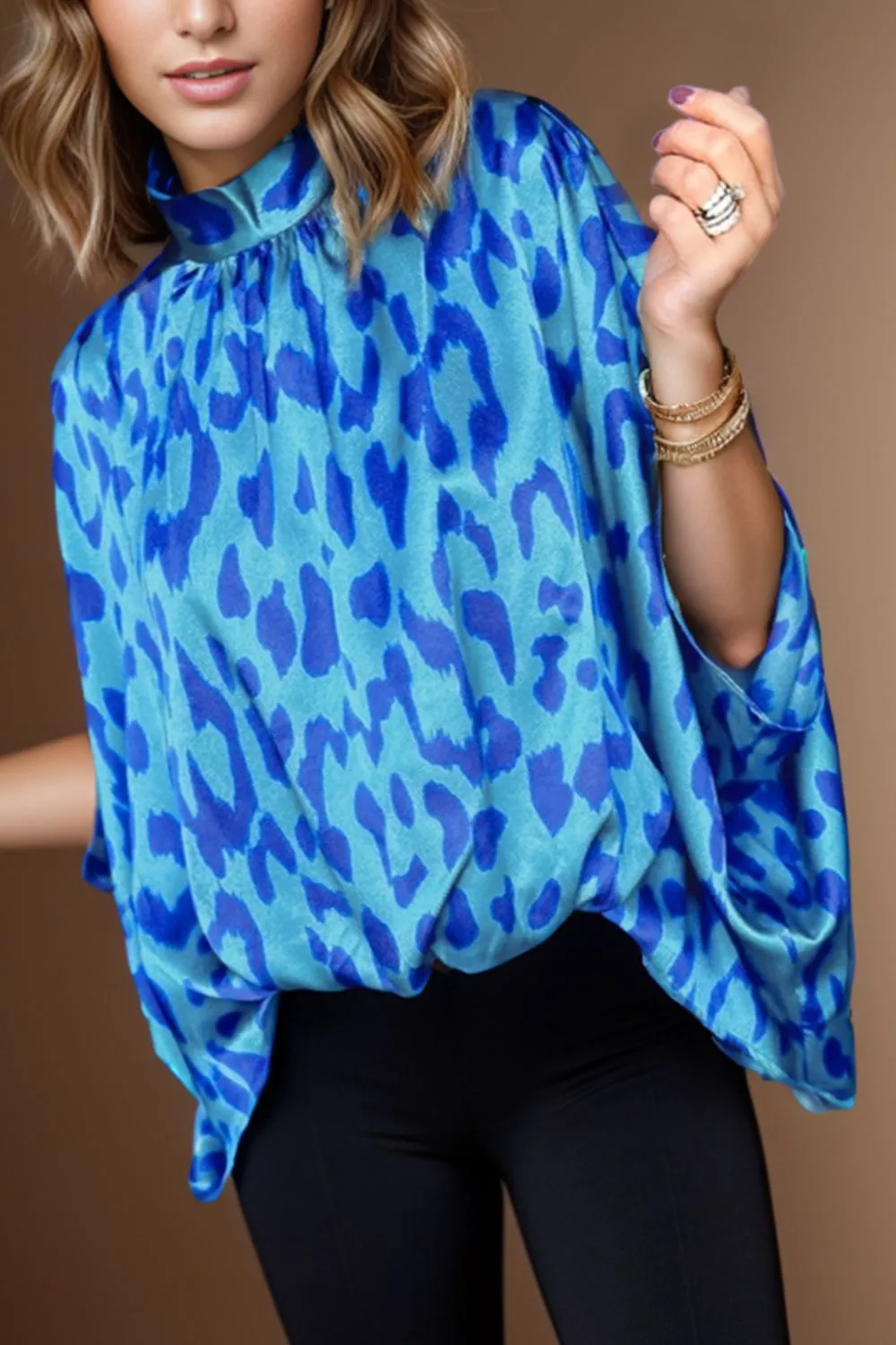 Printed Turtleneck Half Sleeve Blouse sold by Charming Charlie product image thumbnail 3