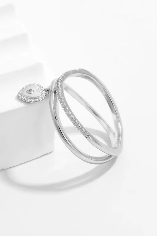 925 Sterling Silver Zircon Heart Charm Ring sold by Charming Charlie