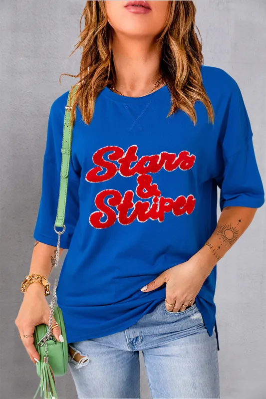 STARS & STRIPES Round Neck Short Sleeve T-Shirt sold by Charming Charlie