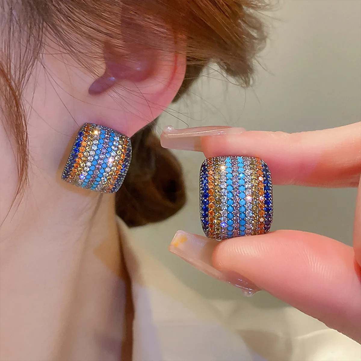 Contrast Inlaid Zircon Earrings sold by Charming Charlie product image thumbnail 5