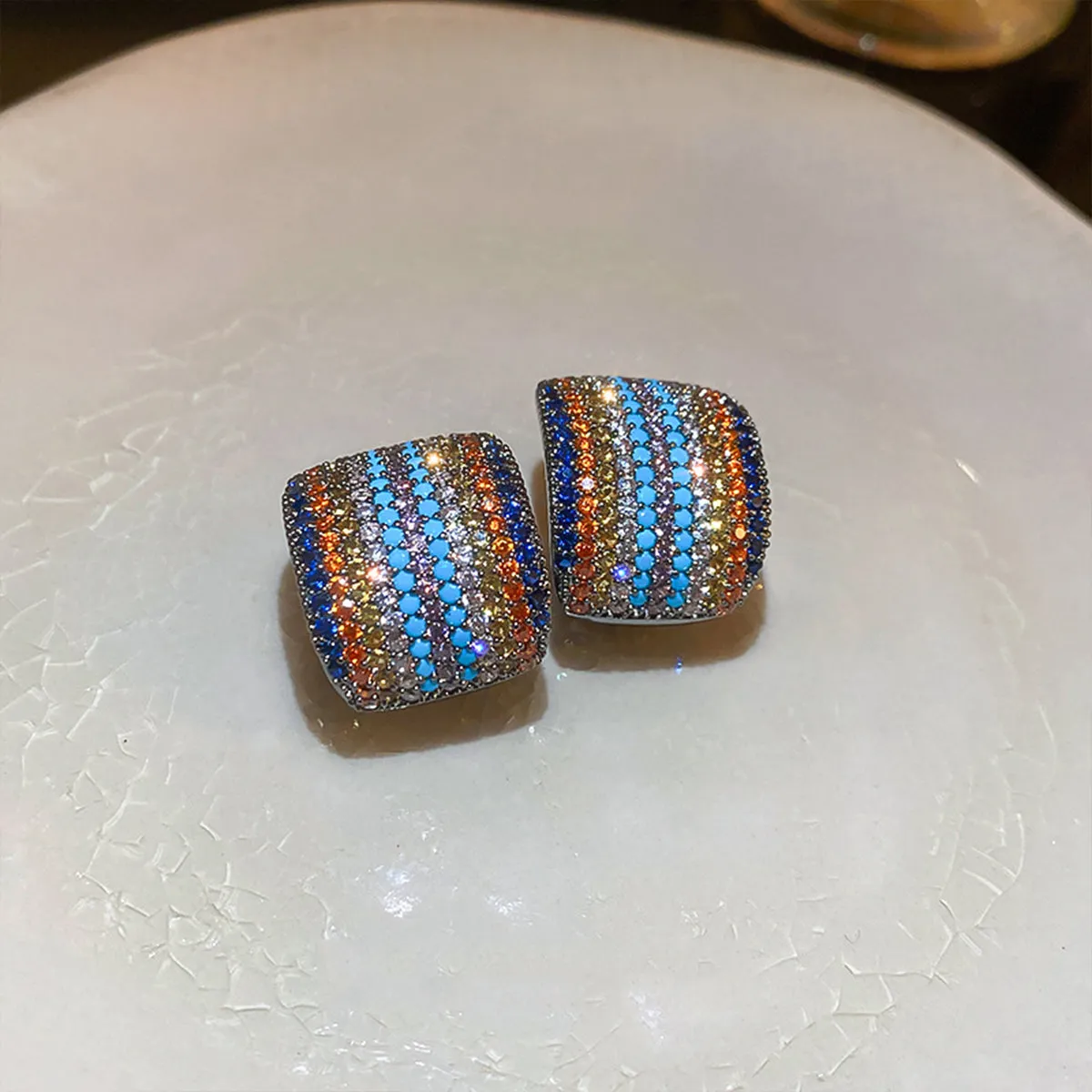 Contrast Inlaid Zircon Earrings sold by Charming Charlie product image thumbnail 3