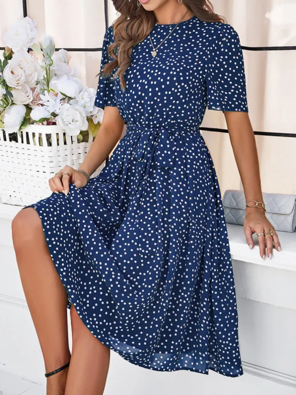 Printed Round Neck Short Sleeve Dress sold by Charming Charlie