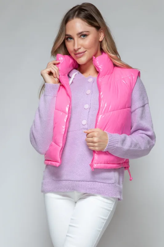 Snobbish Zip Up Turtleneck Shiny Quilted Vest sold by Charming Charlie