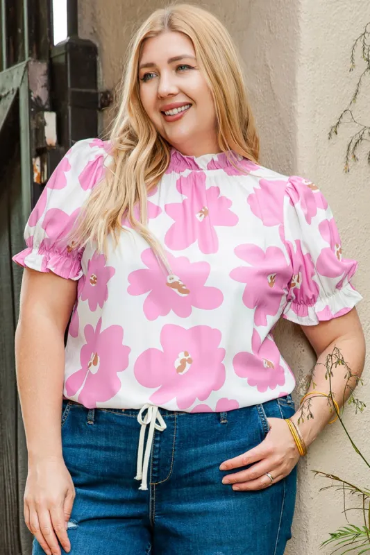 Plus Size Printed Round Neck Short Sleeve Top sold by Charming Charlie