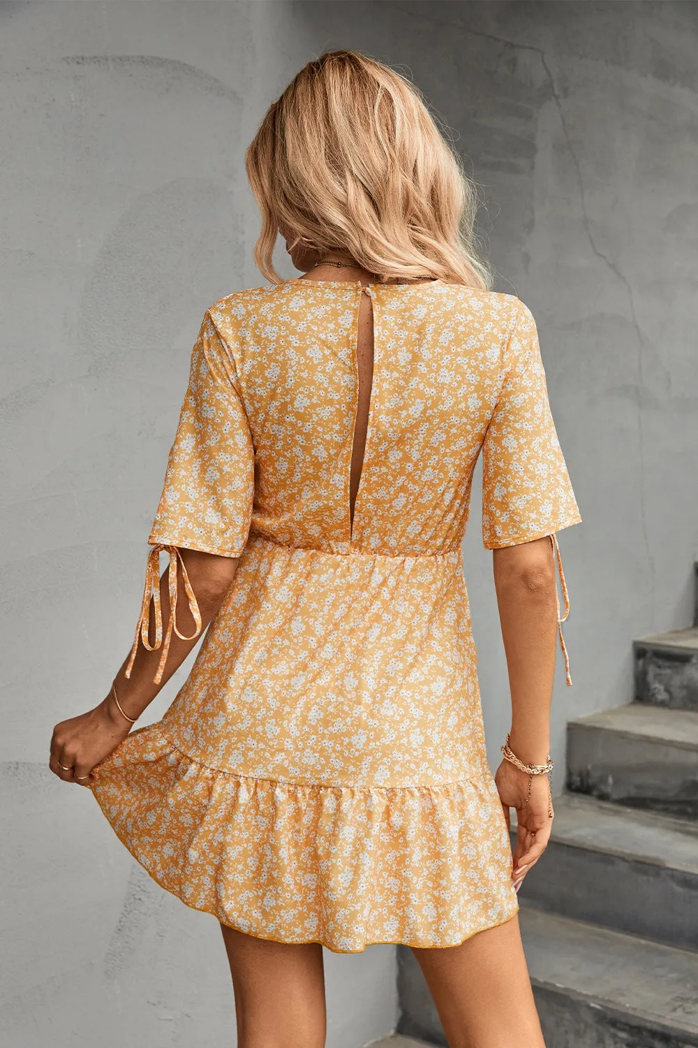 Ditsy Floral V-Neck Half Sleeve Mini Dress sold by Charming Charlie product image thumbnail 3