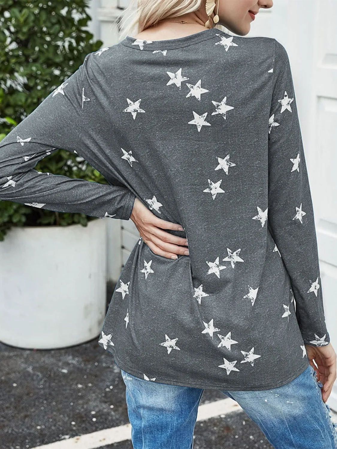Cutout Round Neck Long Sleeve T-Shirt sold by Charming Charlie product image thumbnail 4