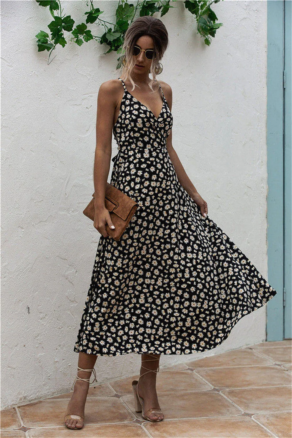 Daisy Print Surplice Midi Cami Dress sold by Charming Charlie product image thumbnail 2