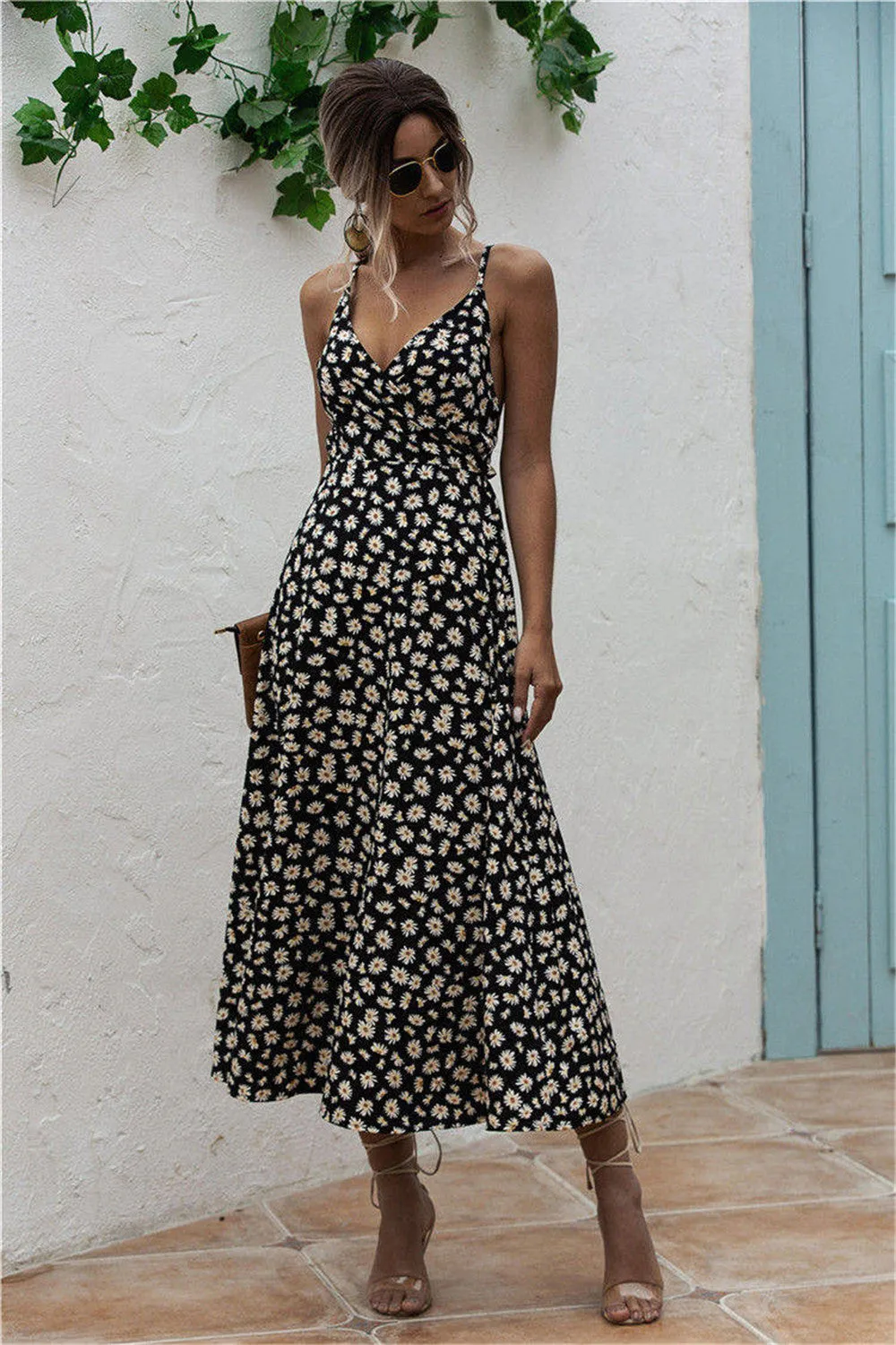 Daisy Print Surplice Midi Cami Dress sold by Charming Charlie product image thumbnail 3