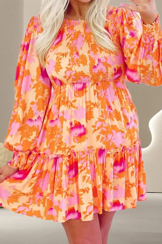 Frill Printed Long Sleeve Mini Dress sold by Charming Charlie