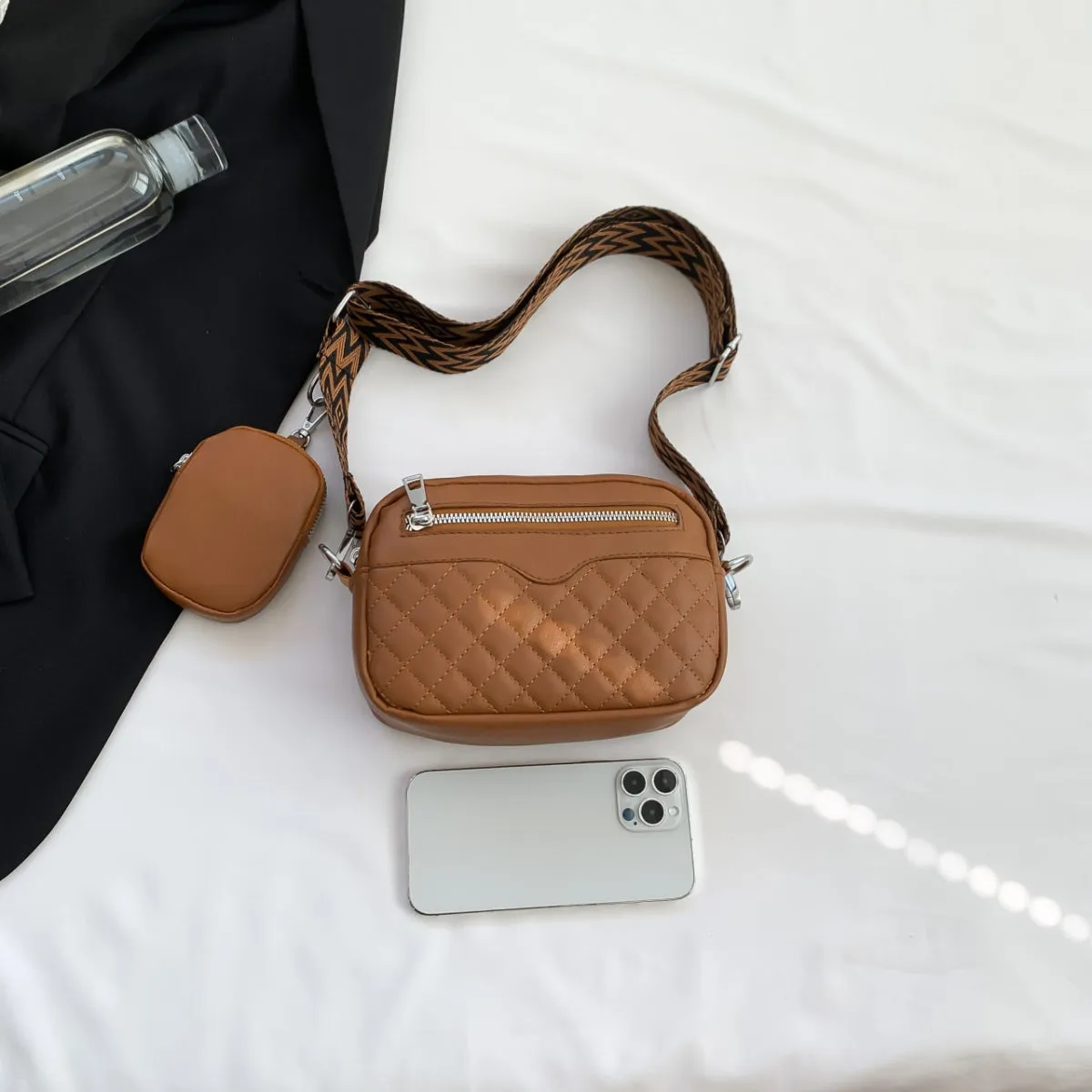 Stitching PU Leather Shoulder Bag sold by Charming Charlie product image thumbnail 4