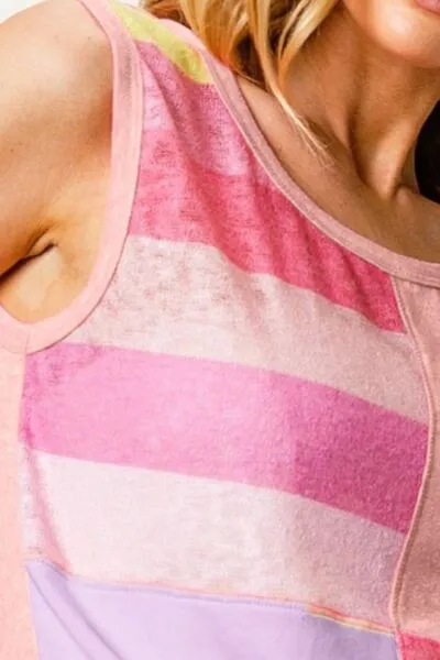 BiBi Color Block & Striped Round Neck Tank sold by Charming Charlie product image thumbnail 3