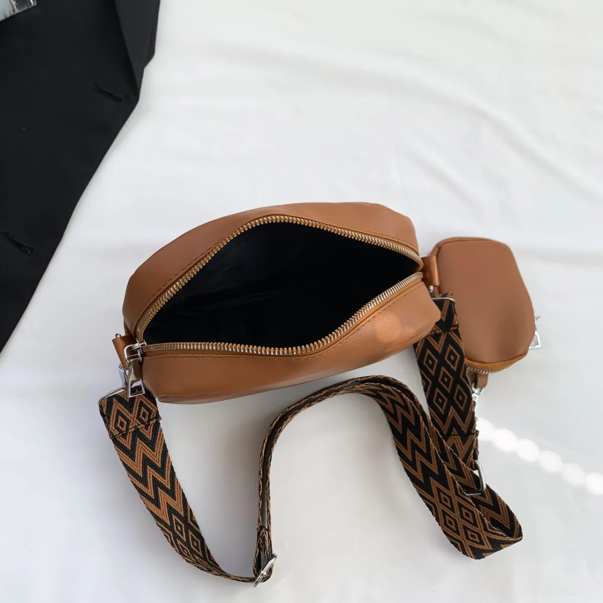 Stitching PU Leather Shoulder Bag sold by Charming Charlie product image thumbnail 3