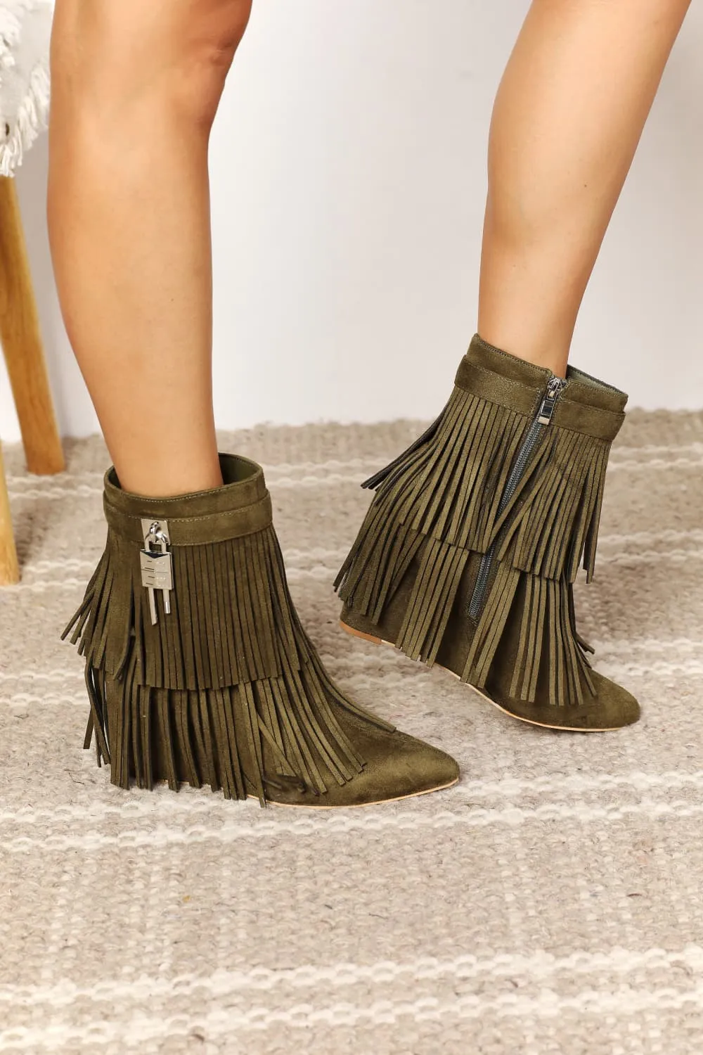 Legend Women's Tassel Wedge Heel Ankle Booties sold by Charming Charlie product image thumbnail 2