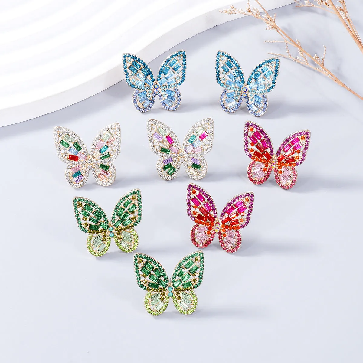 Alloy Inlaid Rhinestone Butterfly Earrings sold by Charming Charlie