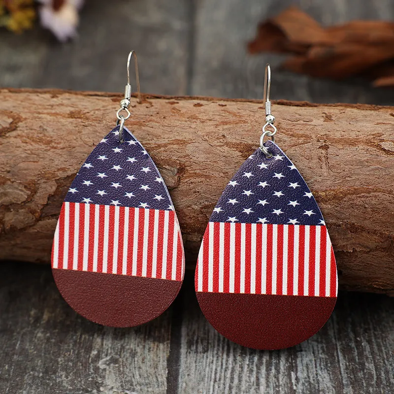 Stars and Stripes PU Leather Teardrop Earrings sold by Charming Charlie product image thumbnail 3