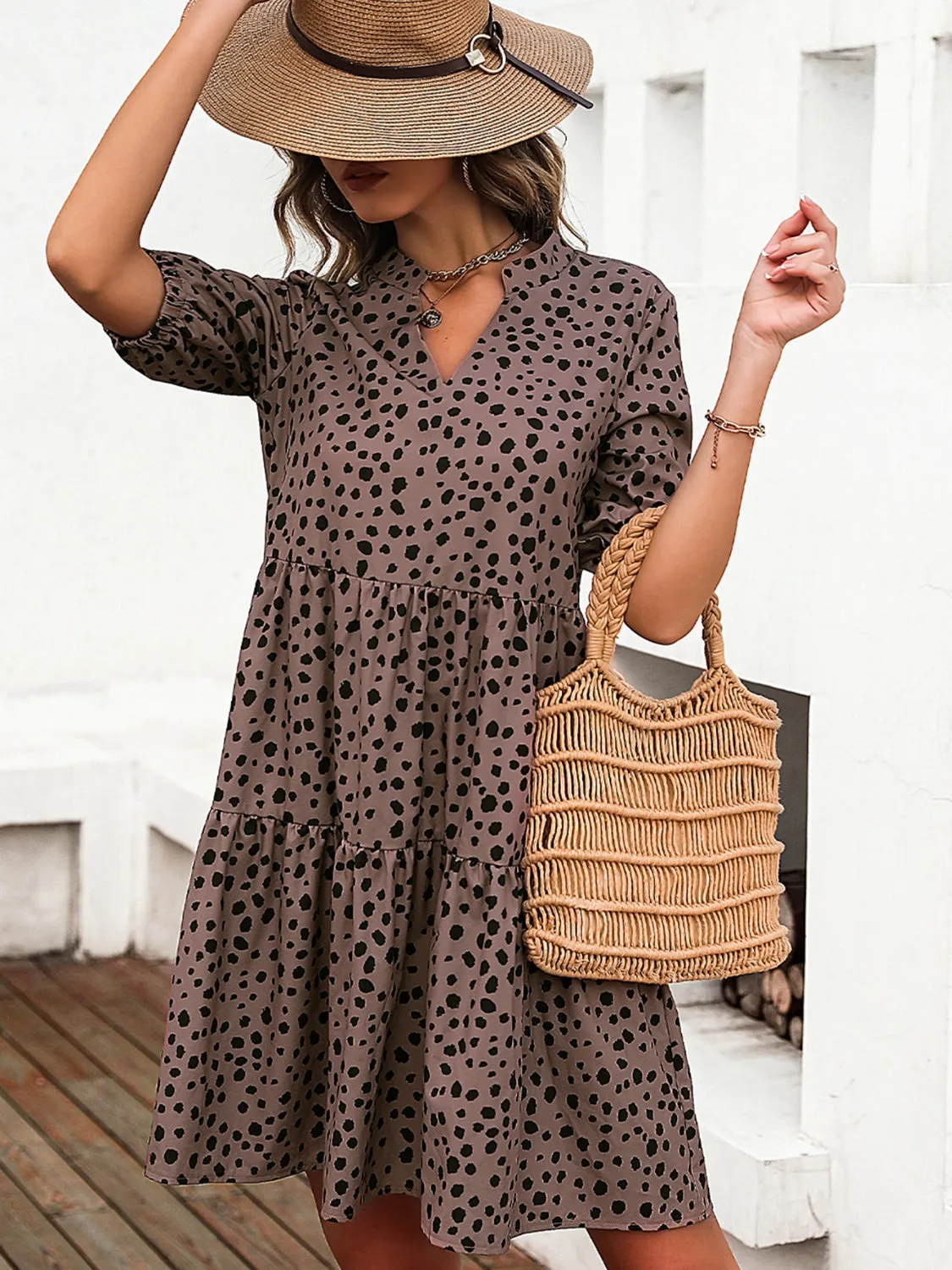 Printed Notched Half Sleeve Dress sold by Charming Charlie product image thumbnail 2