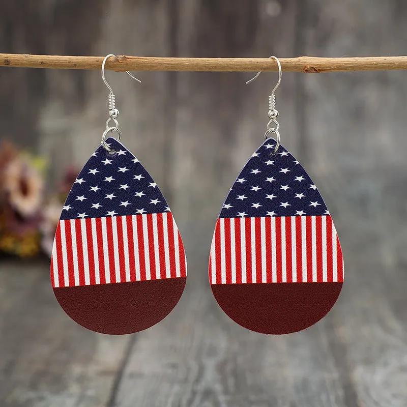 Stars and Stripes PU Leather Teardrop Earrings sold by Charming Charlie product image thumbnail 2