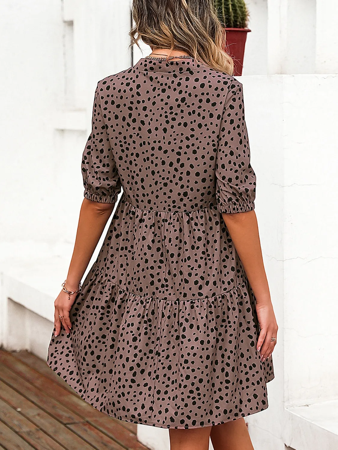 Printed Notched Half Sleeve Dress sold by Charming Charlie product image thumbnail 4