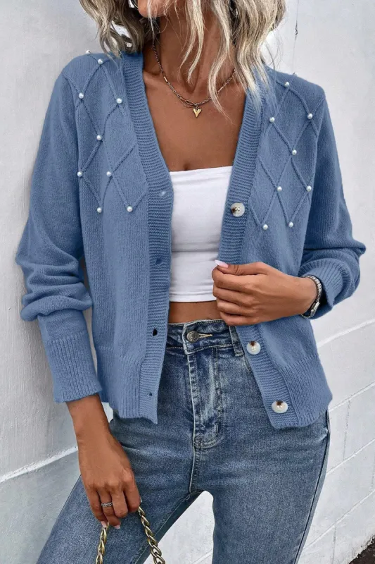 Pearl Trim Button Up Cardigan sold by Charming Charlie