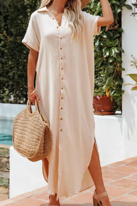 Slit Button Up Shirt Dress sold by Charming Charlie