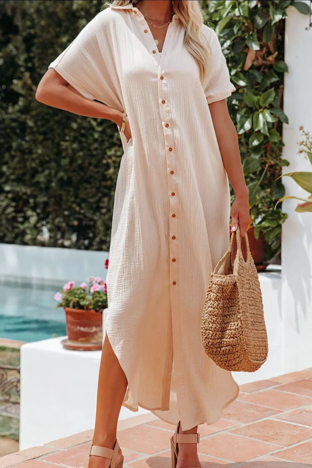 Slit Button Up Shirt Dress sold by Charming Charlie product image thumbnail 2