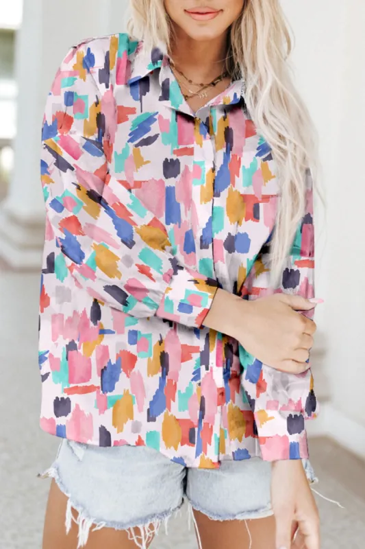 Printed Button Up Long Sleeve Shirt sold by Charming Charlie